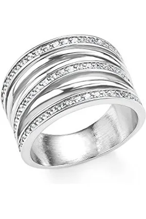 QS by s.Oliver FINERING - Anello, con Zirconia cubica, acciaio inossidabile, misura 54 (17.2)