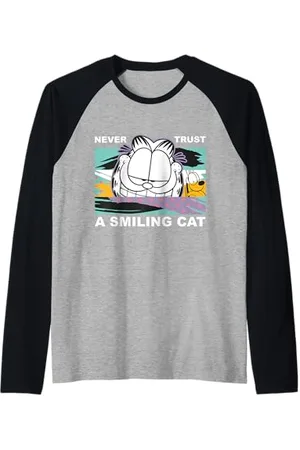 Garfield Mai fidarsi di un gatto sorridente Maglia con Maniche Raglan