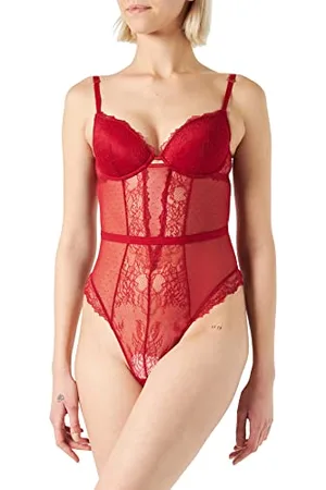 Women secret Body Classico con Imbottitura in Pizzo e Plumeti Reggiseno a Balconcino, , 3B Donna