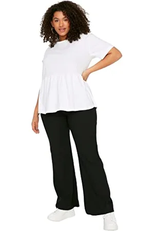 Trendyol Donne Normale Vita Gamba Flare Plus Size Pantaloni, , 4XL Donna