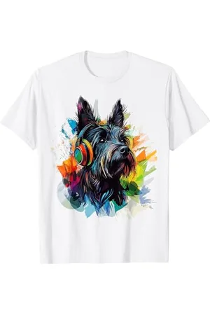 DogtastiQ Scottish Terrier Dog Music Cuffia Scottish Terrier Maglietta