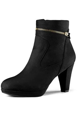 Allegra K Donna Slittamento Sul Zip Punta Tonda Tacco Halloween Nera Stivaletti - 6 M Us Nero 38