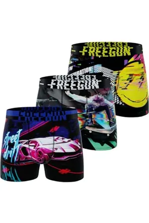 Freegun Boxer Bambino Glitch, Slip Ragazzo Traspirante, Elastico e Morbido (Set di 3), Taglia 10/12 Anni