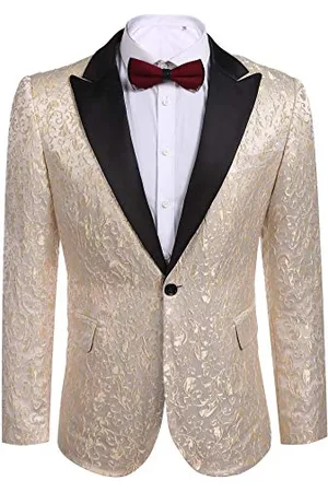 Coofandy Abito Blazer da Uomo, Motivo Floreale, Giacca, Cena, Ballo, Matrimonio, Smoking Elegante, , M
