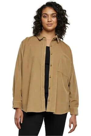 Urban classics Ladies Corduroy Oversized Shirt Camicia, , XXXXXL Donna