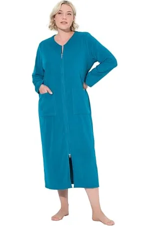 Ulla Popken Bademantel, 2-Wege-Zipper, Frottee, Kuschelweich Accappatoio in Spugna, , 62-64 Donna