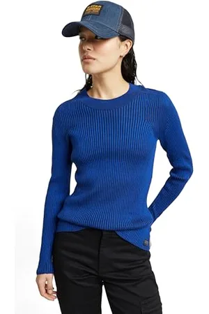 G-Star Donna Plated Slim Knitted Sweater, (racing blue/osaka blue rib D25310-D767-G866), M