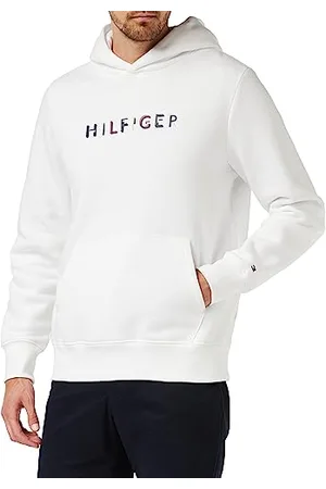 Tommy Hilfiger Felpa Uomo con Cappuccio, (White), L