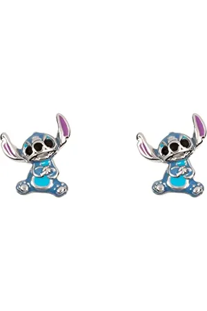 Disney Lilo & Stitch E906250RRHL.PH - Orecchini a lobo in argento sterling con punto smaltato blu, Misura unica, Argento sterling, Nessuna pietra preziosa