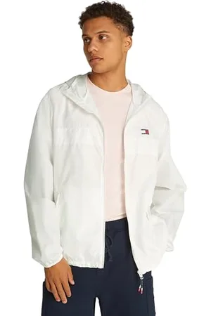 Tommy Hilfiger Uomo Giacca a Vento Chicago con Cappuccio, Bianco (Ecru), XL