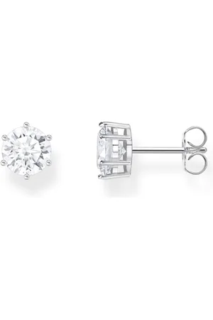 Thomas Sabo Orecchini con grande pietra bianca in argento 925 riciclato H2300-051-14, misura unica, Argento sterling Argento, Zirconia cubica