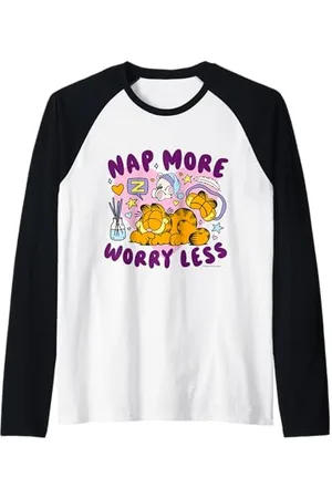 Garfield Gatto che fa il pisolino più preoccupato meno Maglia con Maniche Raglan