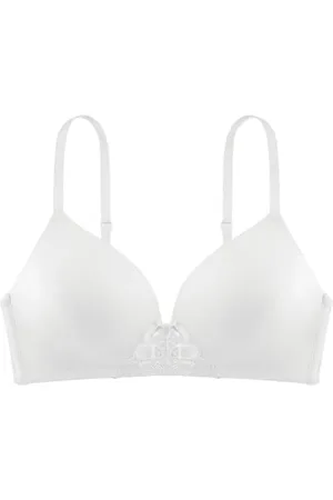Dorina Michelle Reggiseno Senza Fili Morbido, Leggermente Imbottito, Spalline Regolabili, Dettagli in Pizzo Sottile e Ali in Power Mesh per Comfort e Supporto, Bianco