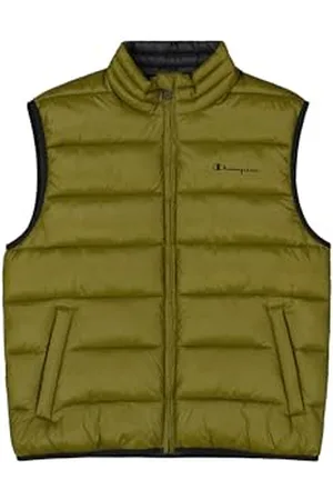 Champion Legacy Outdoor (220343) -WR Light Nylon Cirè 35gr Tonal Script Logo High-Neck Gilet imbotito, (GNUM/NBK), XS Uomo