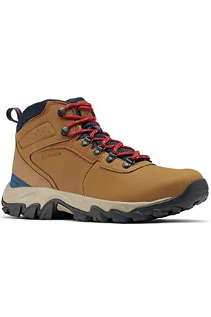 Columbia Newton Ridge Plus 2 WP, Scarponi da trekking ed escursionismo impermeabili a vita media Uomo, Light Brown/Red Velvet , 41 EU