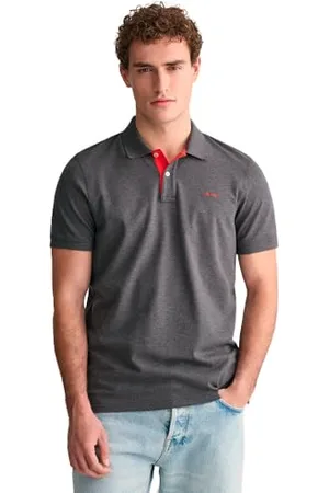 GANT REG CONTRAST PIQUE SS RUGGER, Polo Uomo, ( ANTRACIT MELANGE ), 4XL
