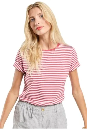 Armor.lux Armor Lux T-Shirt Rayé À Manches Courtes Rond en Coton et Lin Femme, , M Donna