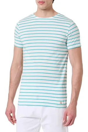 Armor.lux Armor Lux Marinière Manches Courtes col Rond en Coton Léger Héritage Homme T-Shirt, , M Uomo