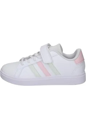 adidas Grand Court 2.0 Shoes Children, Scarpe da Tennis, Ftwr White/Crystal Jade/Clear Pink, 21 EU