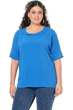 Ulla Popken Leinenmix-Bluse mit Schalkragen Camicia in Misto Lino con Collo Sciallato, , 64 IT/66 IT Donna