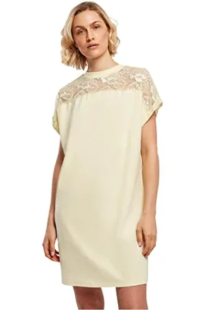 Urban classics Abito in Pizzo da Donna Vestito, Giallo Soft, S