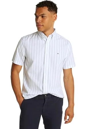 Tommy Hilfiger Camicia Uomo Flex Poplin Maniche Corte, Multicolore (Sweet / Optic White), S