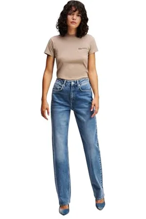 Karl Lagerfeld High Rise Straight Denim Jeans, , 28W x 32L Donna