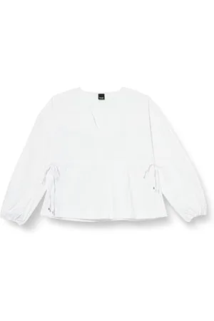 Pinko BUTTLESHIP Blusa Popeline Camicia da Donna, Z04_Bianco Brill, S