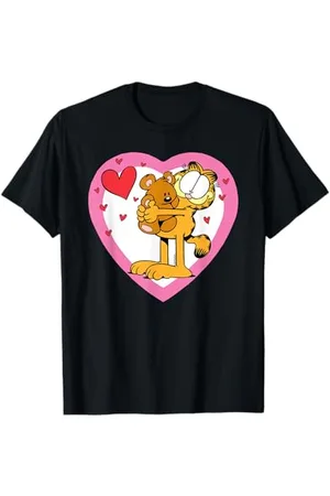 Garfield Hugging Pooky San Valentino Cartoon Cat Maglietta