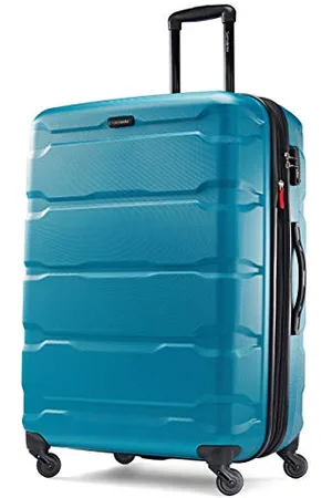 Samsonite Omni valigia rigida espandibile con ruote girevoli, in policarbonato, Blu (caribbean blue), Checked-Large 28-Inch