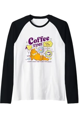 Garfield Gatto del caffè Maglia con Maniche Raglan