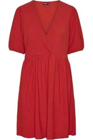 Pieces® Pcluna SS V-Neck Short Dress Sa BC Abito Estivo, , S Donna