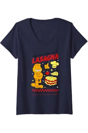 Garfield Donna - Gatto con le lasagne Maglietta con Collo a V