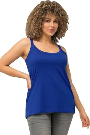 Ulla Popken Spaghettitop, Rundhals, Modalmix, Ärmellos Top con Spaghetti, , 52/54 Donna