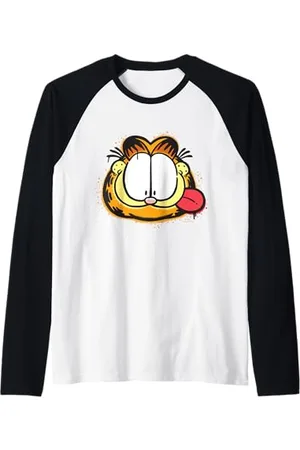 Garfield Personaggio faccia di gatto Maglia con Maniche Raglan