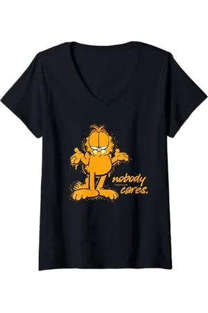 Garfield Donna - Nobody Cares Gatto Maglietta con Collo a V