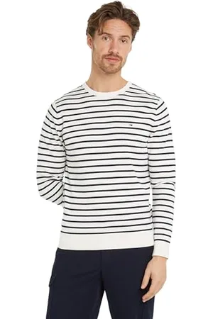 Tommy Hilfiger Uomo Essential Cotton Crew Neck MW0MW14748, (Ivory/Desert Sky), S