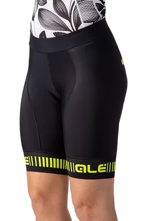 Alé Prr Strada Pantaloncini Ciclismo, Nero/Giallo Fluo, M Donna