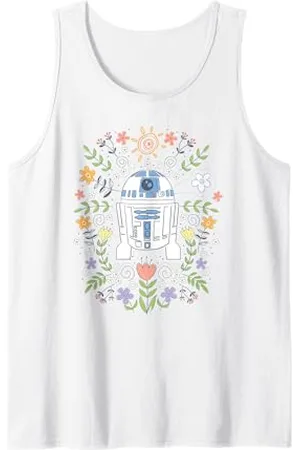 STAR WARS Cute R2D2 Floral Spring Vibes Big Chest Logo Canotta