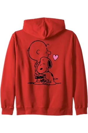 Peanuts Felpa con Cappuccio Snoopy Charlie Abbraccio, Unisex Adulto, Small, Blue, Red