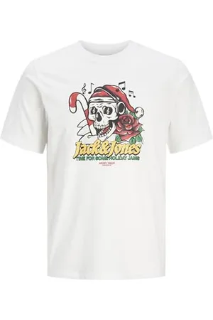 JACK & JONES Jjxmas Christmas Skull Tee SS Crew Neck T-Shirt, , XL Uomo
