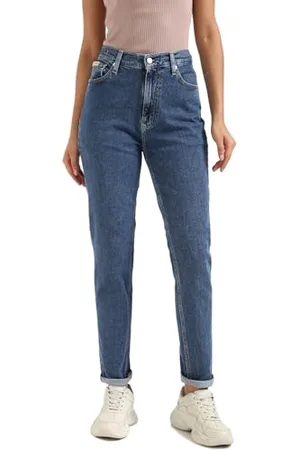 Calvin Klein Donna Jeans Mom Jean Tapered Fit, Blu ( Medium), 27W/30L