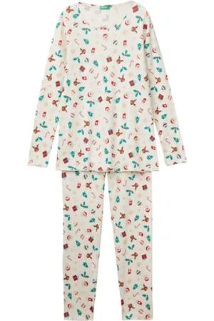 Benetton Pig(Maglia+Pant) 3SUP3P03N Set di Pigiama, , L Donna