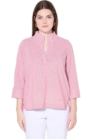 Ulla Popken Kelchkragen Tunika Gestreift Tunica con Collo a Calice a Righe, Colore: , 58-60 Donna