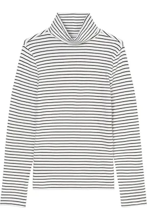 Marc O’ Polo Marc OߴPolo Denim Donna Maglietta a Maniche Lunghe con Collo Alto a Righe, Bianco (Offwhite Multi 01), M