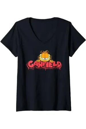 Garfield Donna - Streetwear Style Gatto Maglietta con Collo a V
