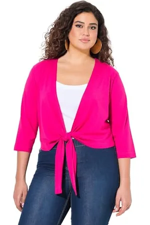 Ulla Popken Bolero, Kurze Jacke, Jersey, 3/4-arm, Saumknoten Camicia, , 60/62 IT Donna