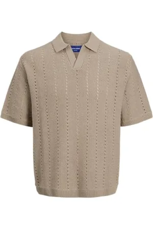 JACK & JONES Knit Jorparos-Polo in Maglia Easter SS Crochet, , L Uomo