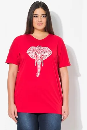 Ulla Popken Mit Tierchendruck, T-Shirt con Stampa Animalier Oversize, , 64 IT/66 IT Donna