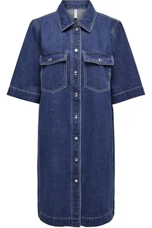 ONLY Onlbelle S/S Button Dress DNM Gua Noos Abito, , S Donna